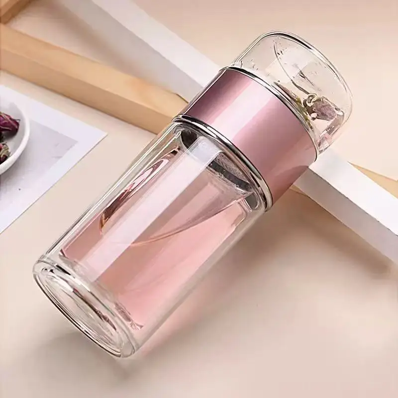 S2e0f83d39bb24d17a9da181572f5839cC.webp Botella de Vidrio con Infusor de Té 420ml Doble Capa - Werlivo