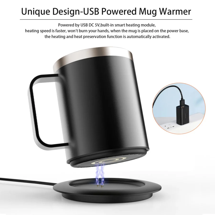 Taza Calentadora USB Eléctrica 12oz con Temperatura - Werlivo