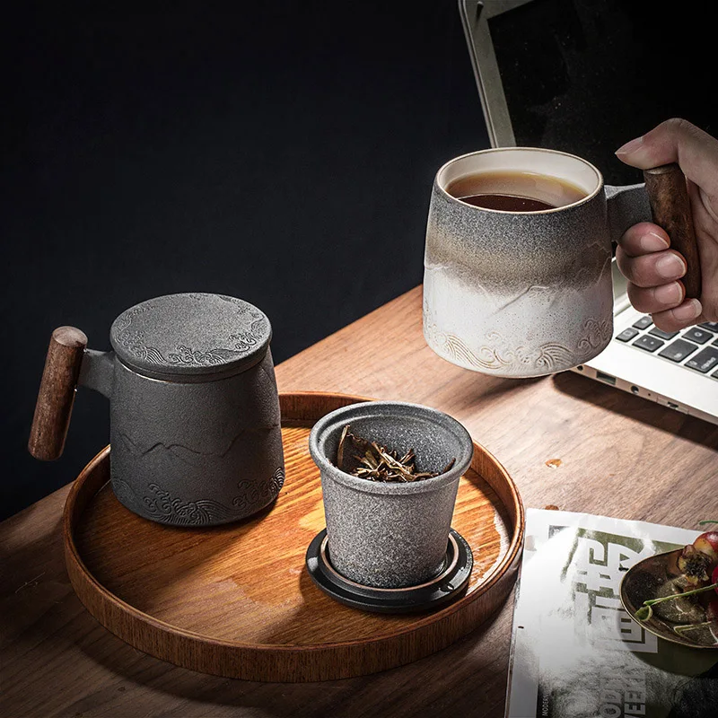 S7f6cfb893d134b57984cb55f5e9c4901S.webp Taza de Cerámica Retro con Mango de Madera y Tapa - Werlivo