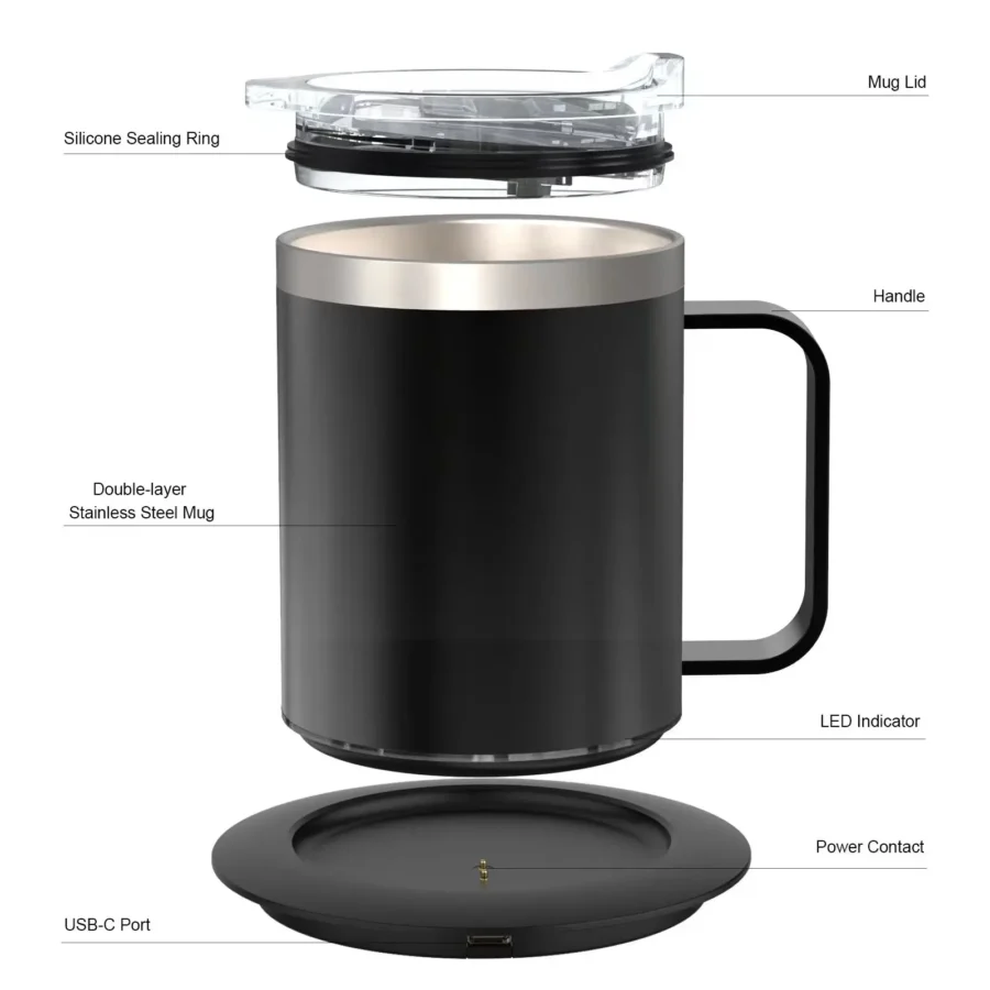 Taza Calentadora USB Eléctrica 12oz con Temperatura - Werlivo